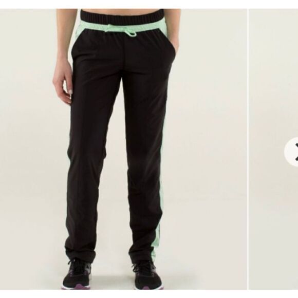 Lululemon mint green/black run bandit track pants size 6 - Picture 1 of 9